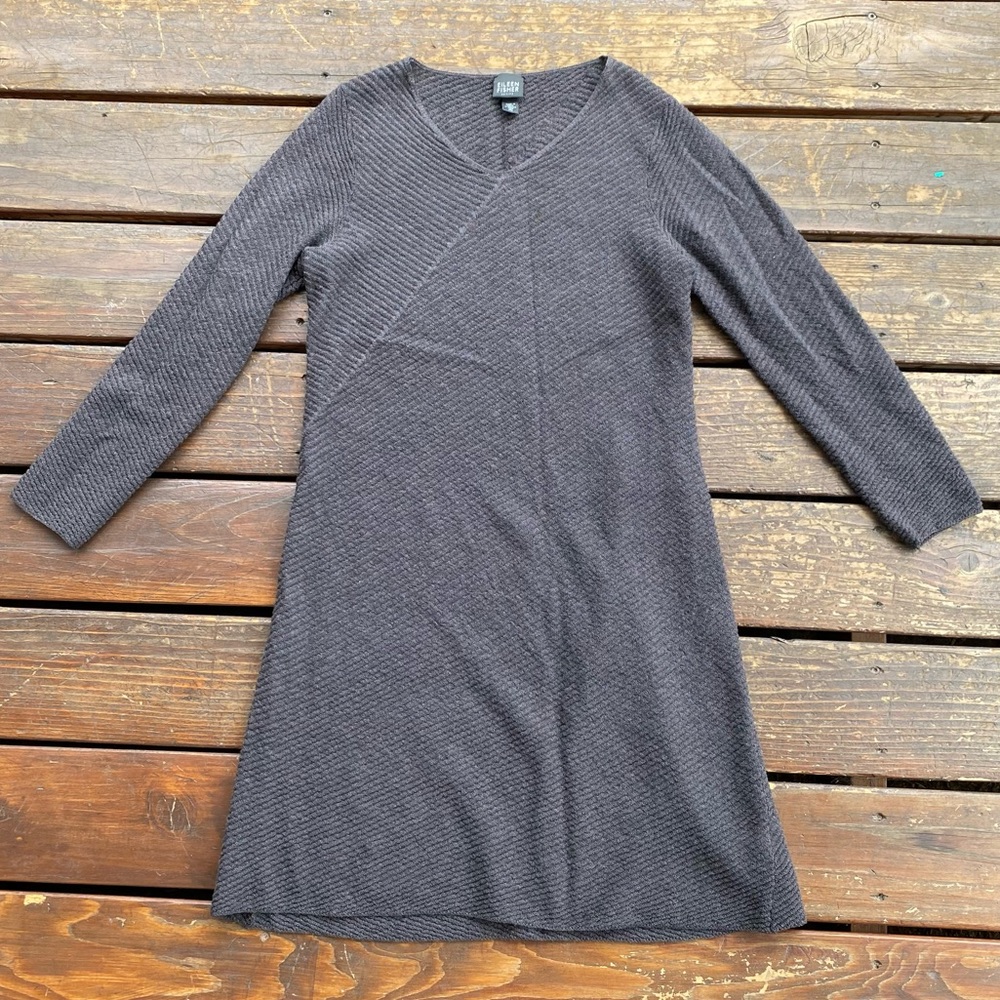 Eileen fisher wool long sleeve dress textured knit